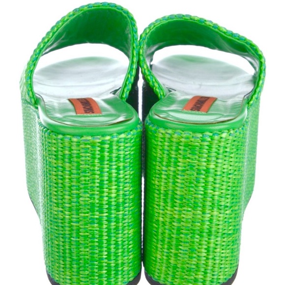 Simon Miller Green Woven Platform Slides - Picture 4 of 5